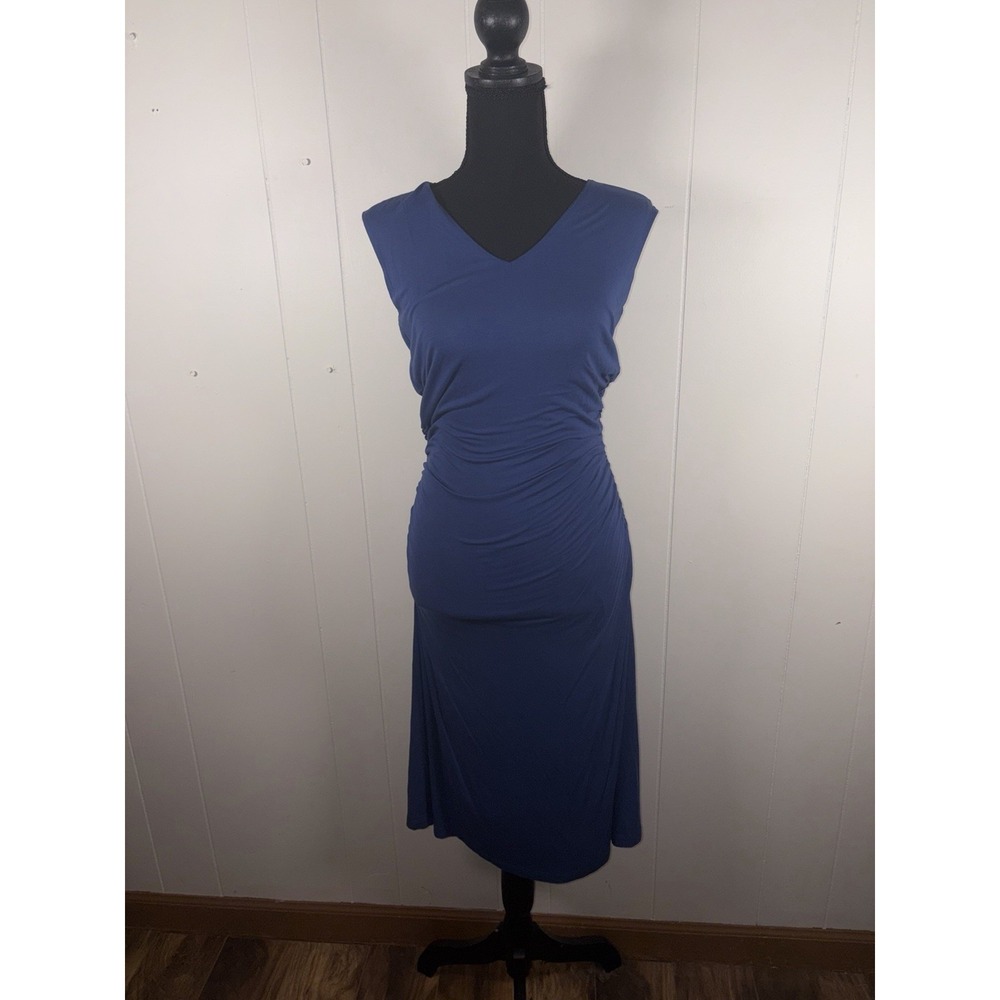 Womens Boden Cosima Midi Dressβ UK 10R US 6R Navy Blue Sleeveless Ruched